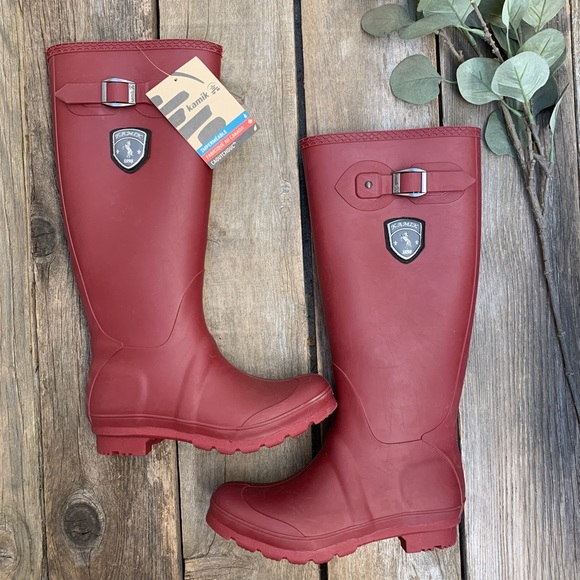 Kamik Shoes - Kanji Red Burgundy Rubber Rain Boots